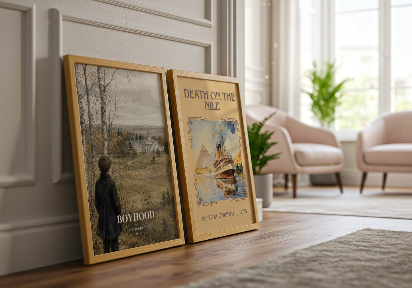 Boyhood watercolour print framed by window – literary home decor