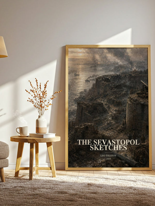 The Sevastopol Sketches watercolour print in frame leaning in hallway – historical fiction wall art