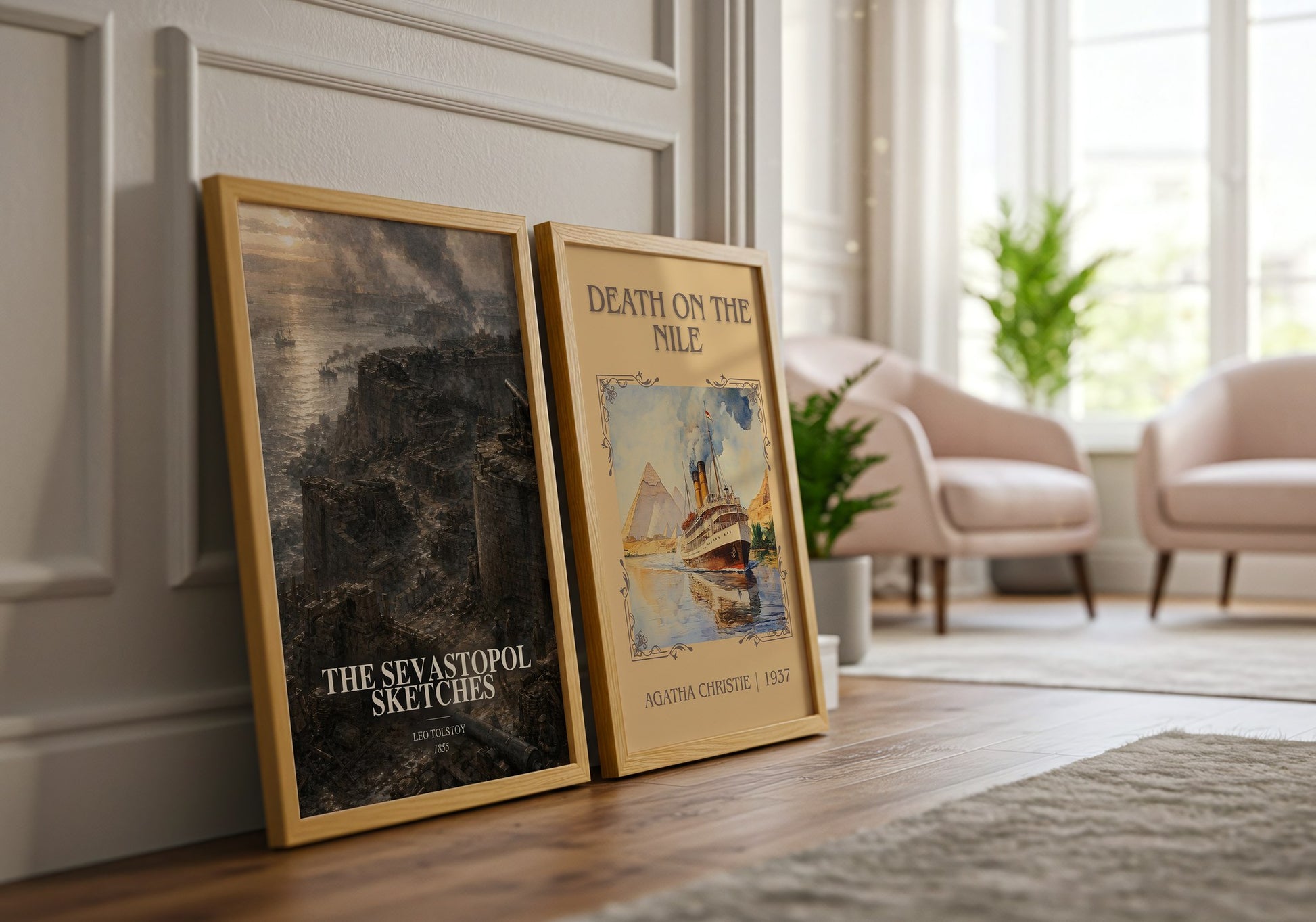 The Sevastopol Sketches watercolour print framed by window – literary home decor