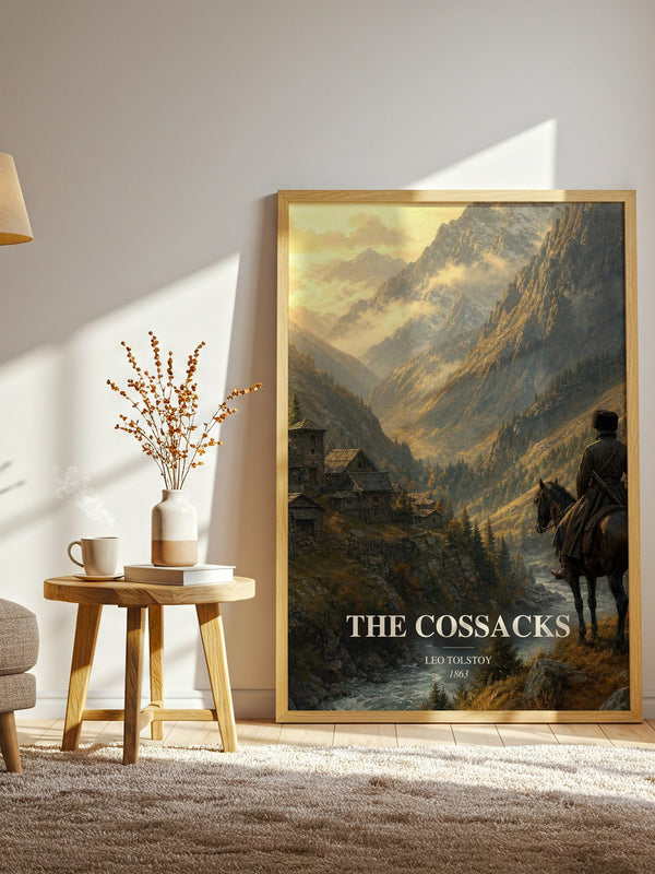 The Cossacks watercolour print in frame leaning in hallway – classic literature wall art