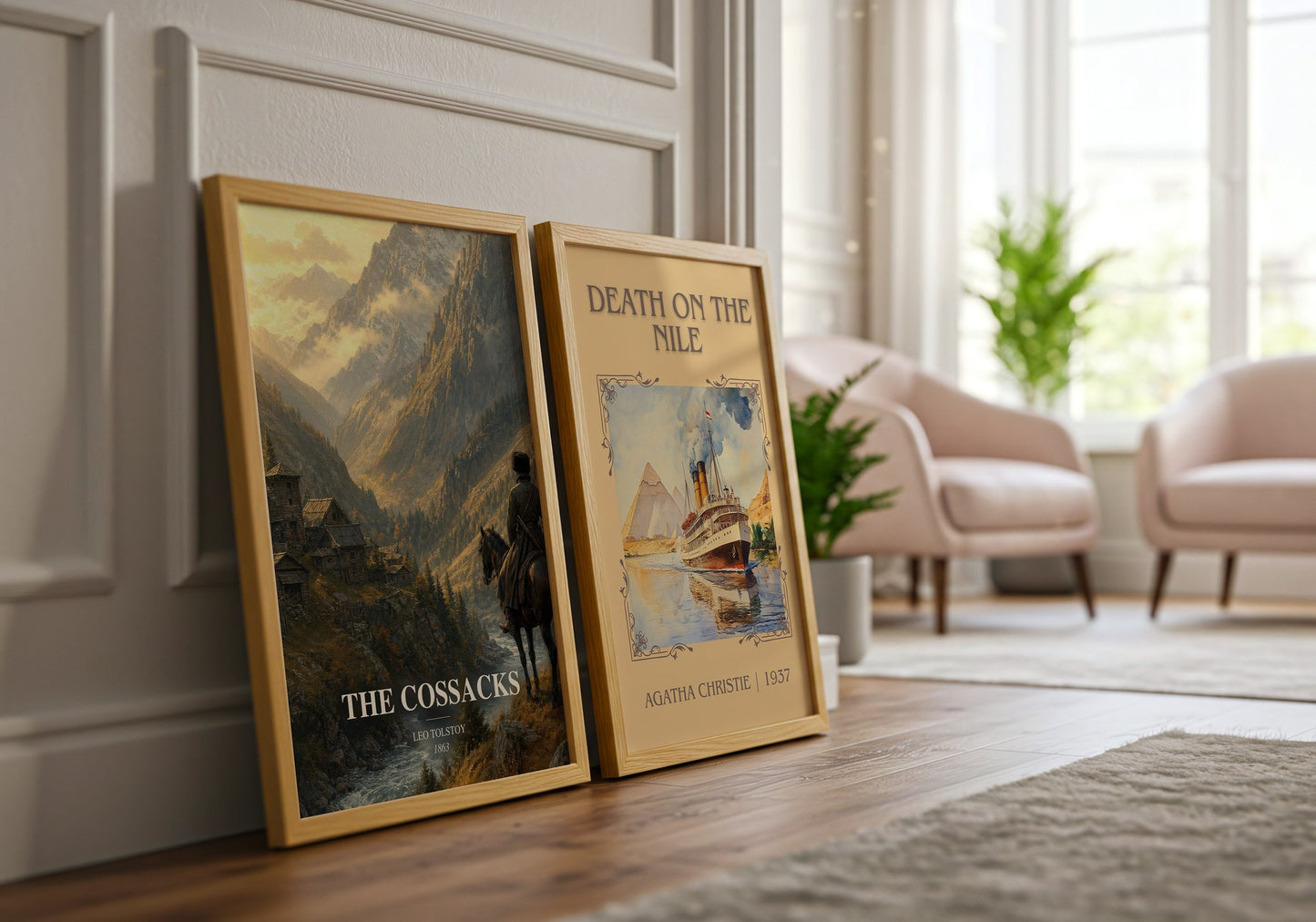 The Cossacks watercolour print framed by window – literary home decor
