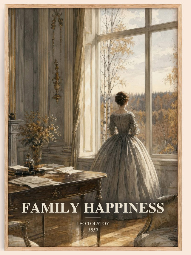 Family Happiness Book Watercolour Illustration by Leo Tolstoy