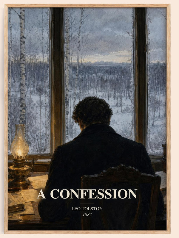 A Confession watercolour book poster by Leo Tolstoy – framed literary art print