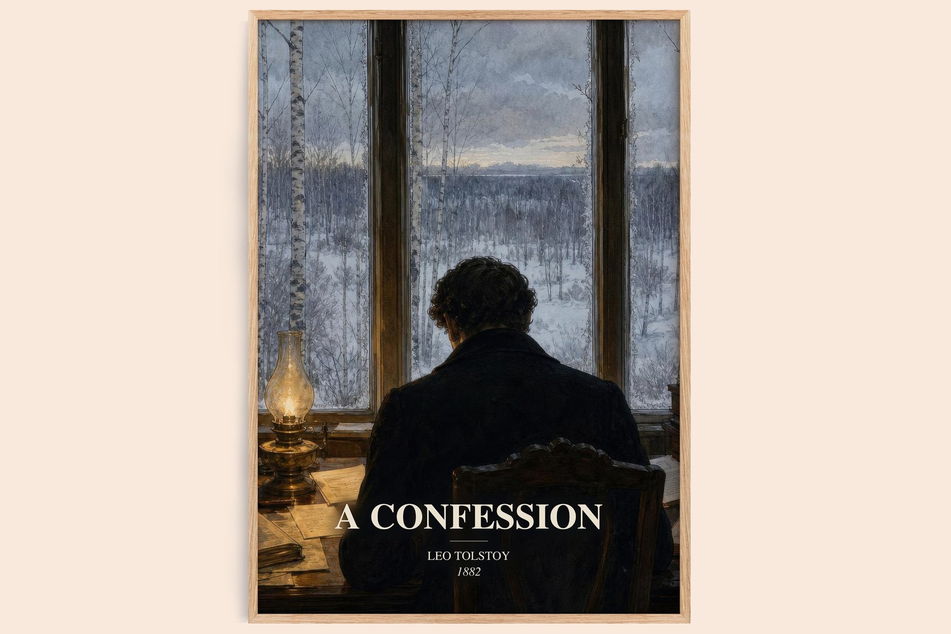 A Confession watercolour book poster by Leo Tolstoy – framed literary art print