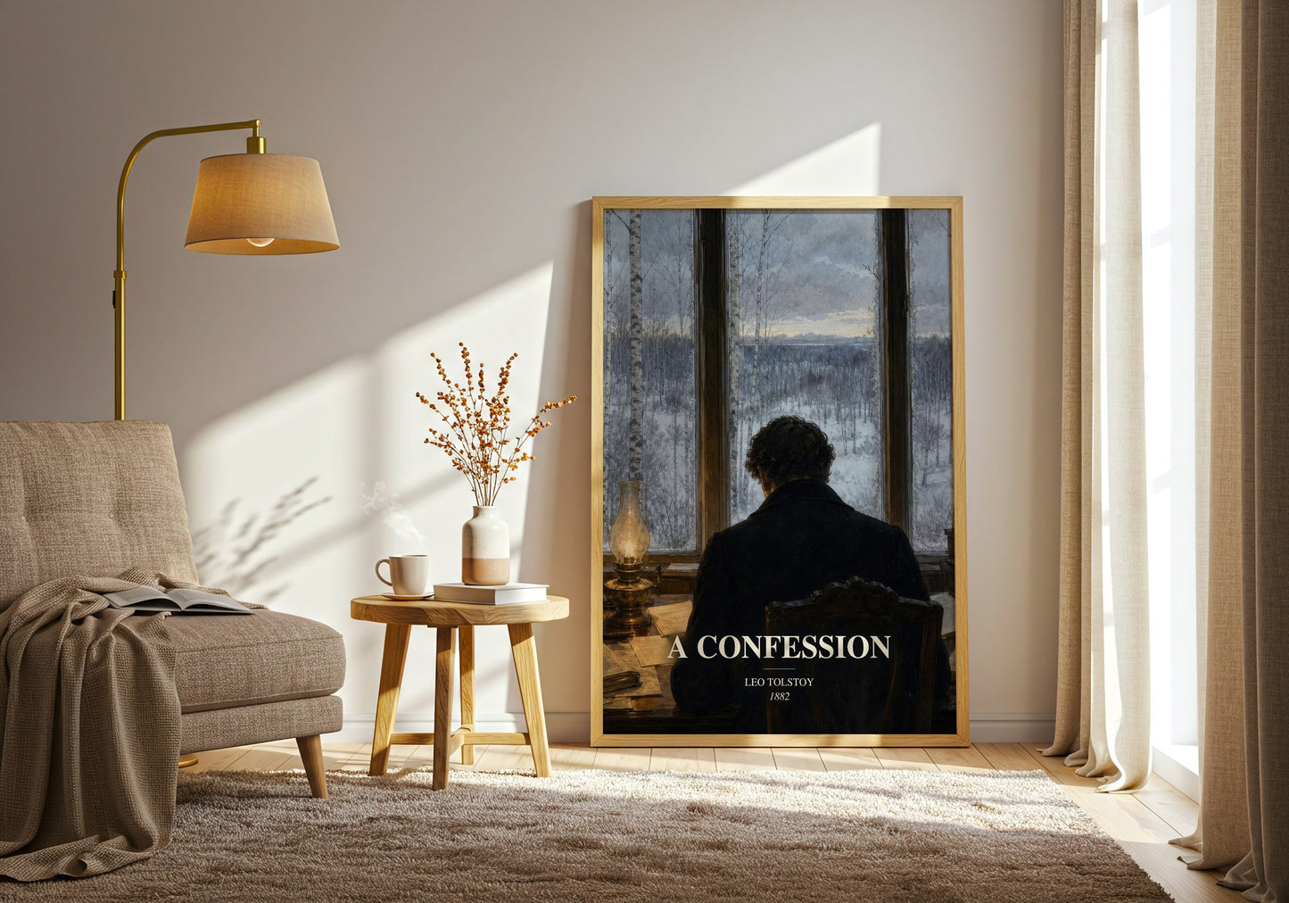 A Confession watercolour print in frame leaning in hallway – philosophy wall art