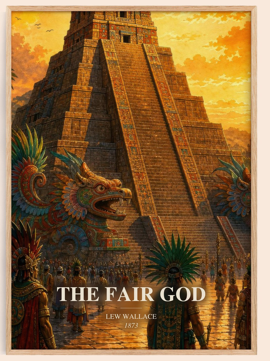 The Fair God watercolour book poster by Lew Wallace – framed literary art print
