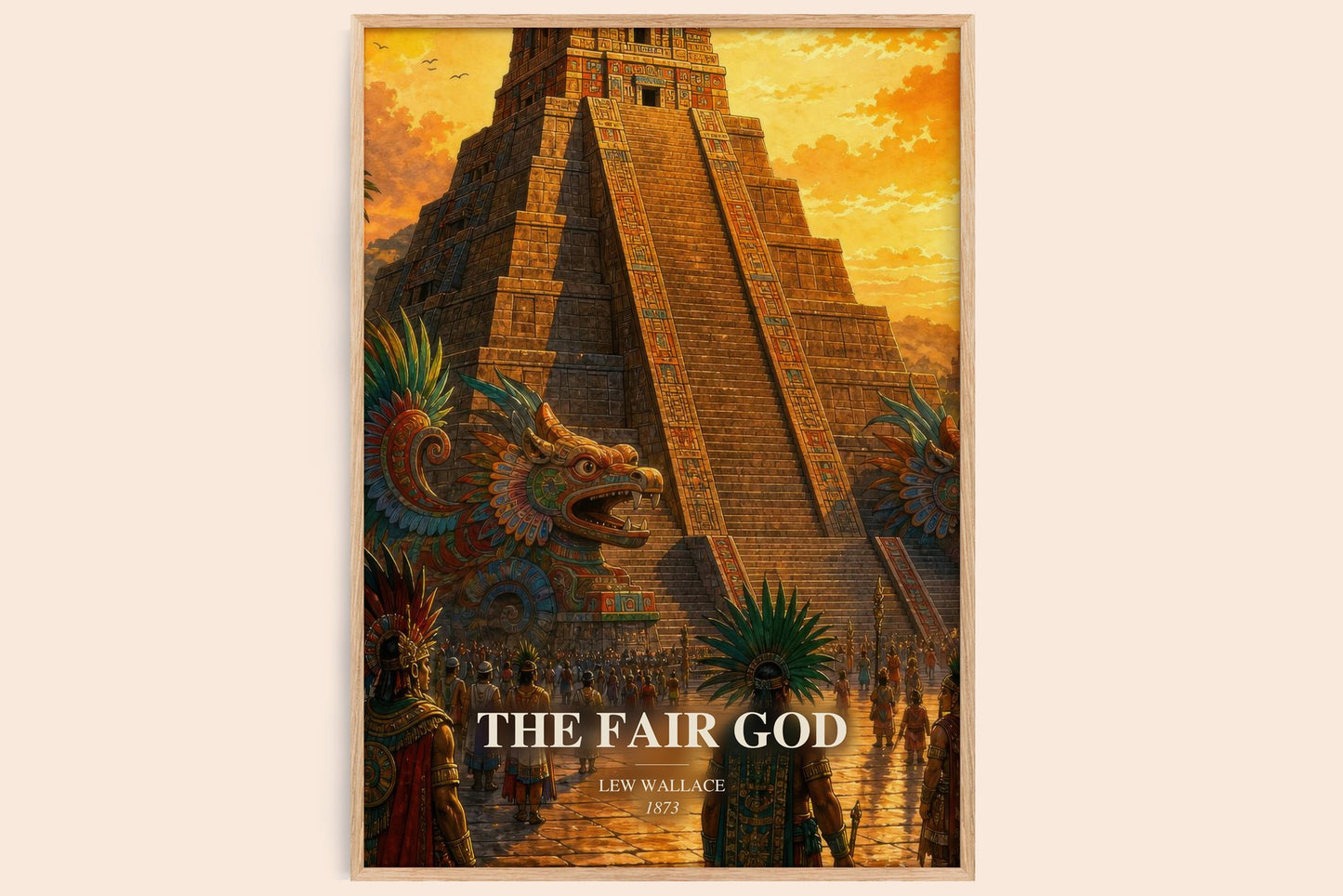 The Fair God watercolour book poster by Lew Wallace – framed literary art print