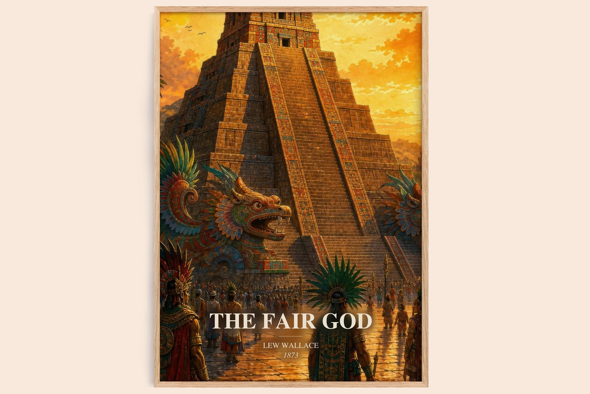 The Fair God watercolour book poster by Lew Wallace – framed literary art print