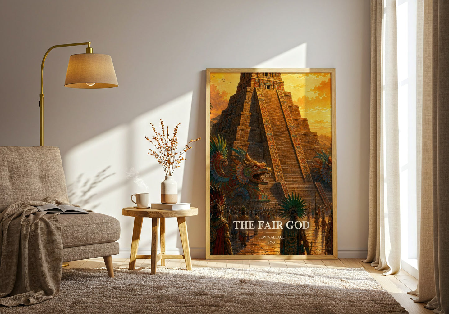 The Fair God watercolour print in frame leaning in hallway – historical fiction wall art