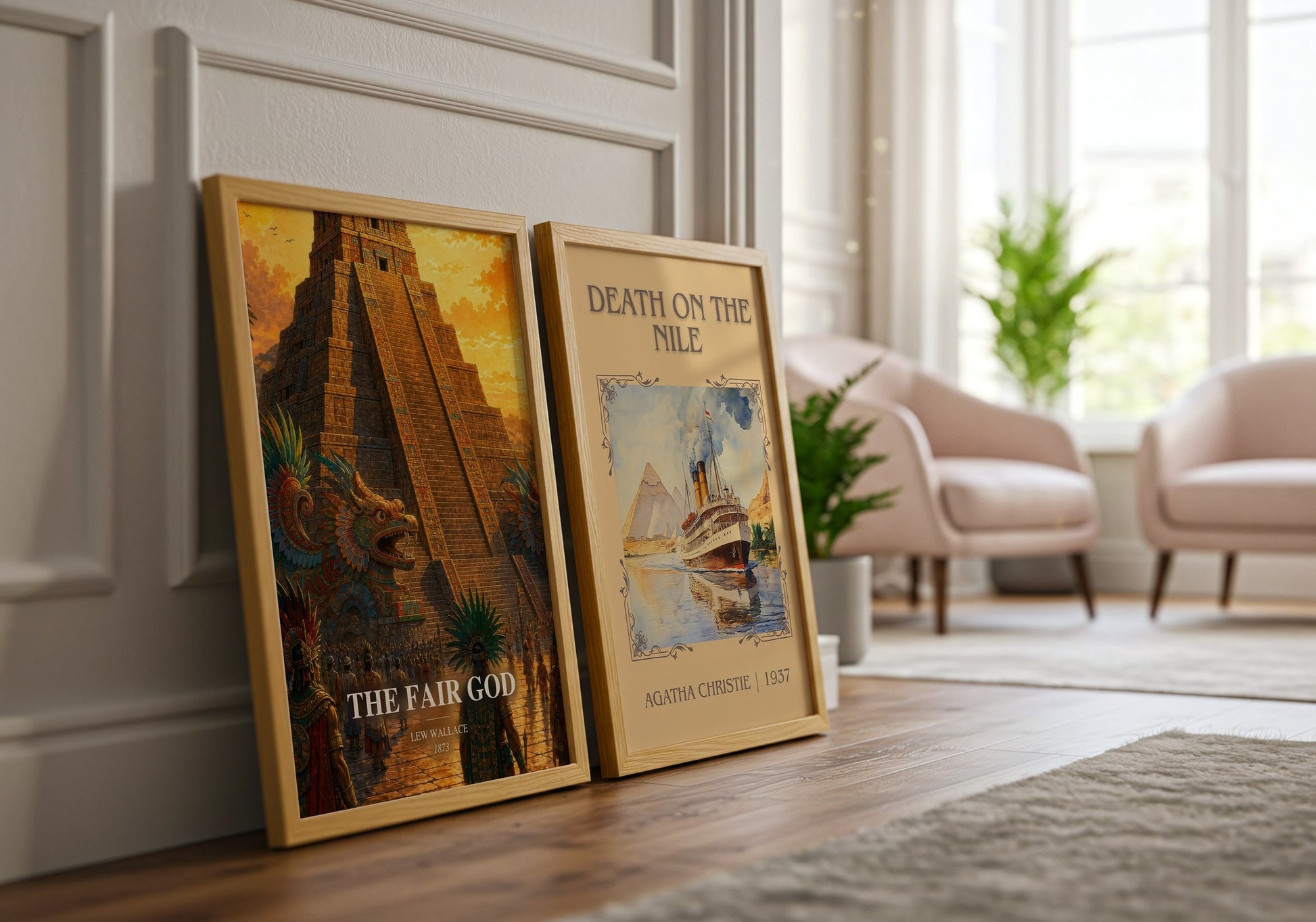 The Fair God watercolour print framed by window – literary home decor