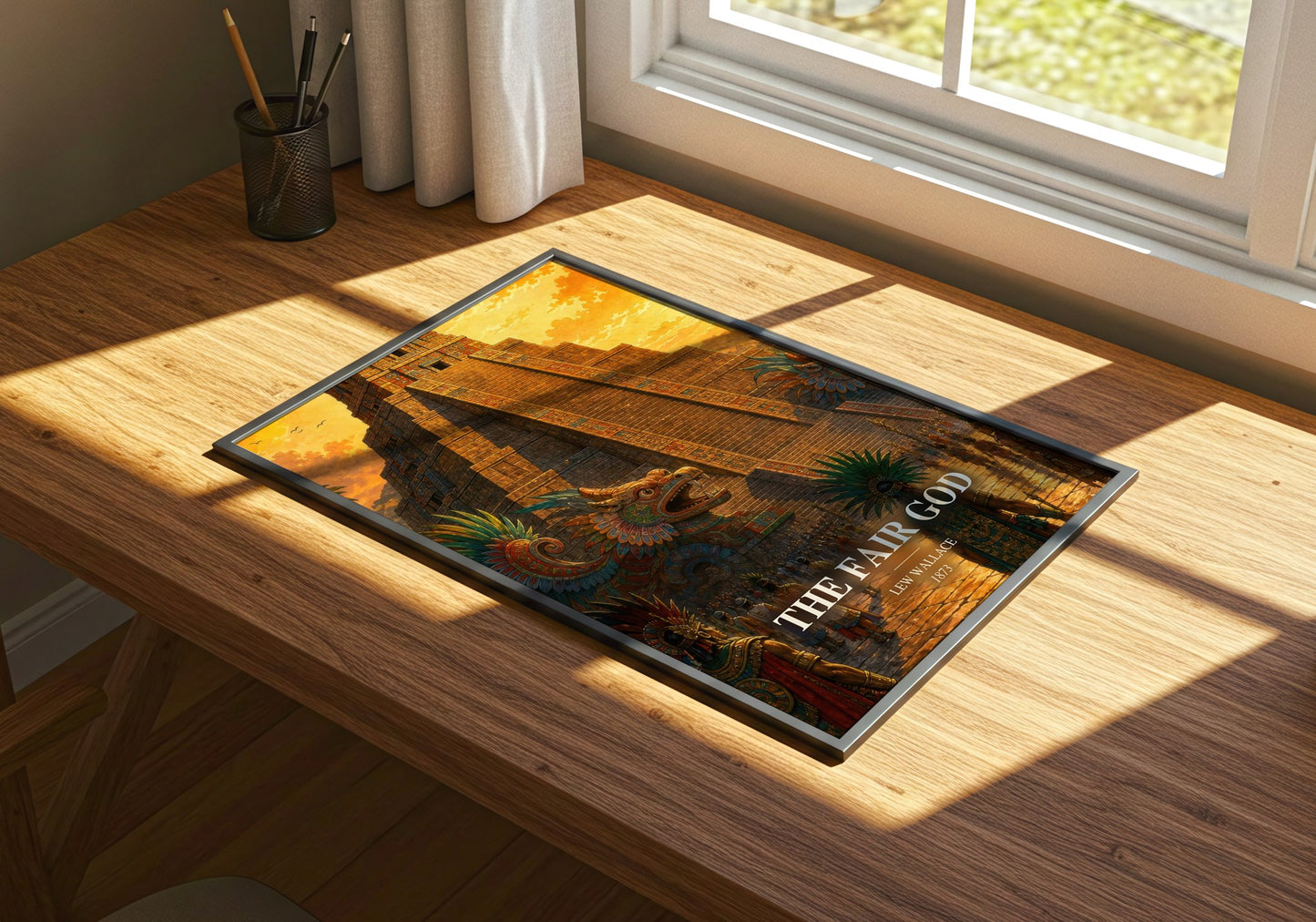 The Fair God watercolour book poster framed on wall – historical fiction wall art