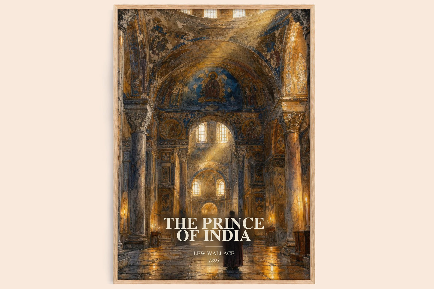 The Prince Of India watercolour book poster by Lew Wallace – framed literary art print