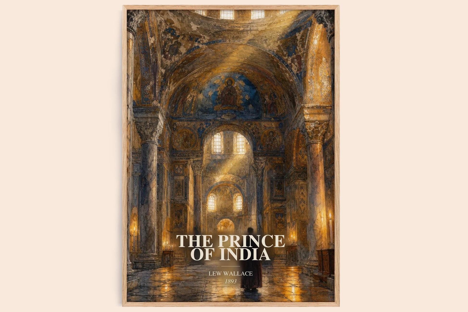 The Prince Of India watercolour book poster by Lew Wallace – framed literary art print