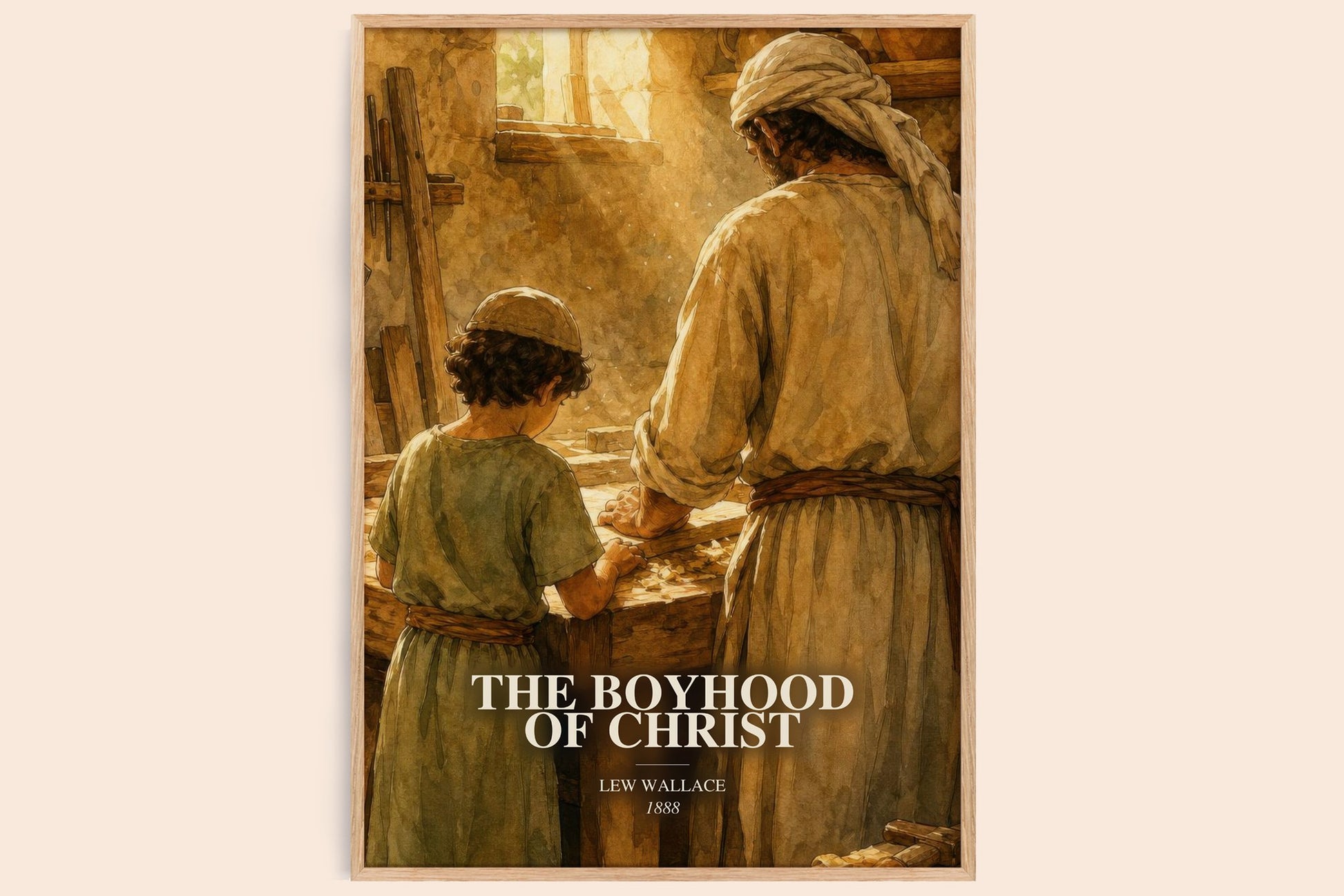 The Boyhood Of Christ watercolour book poster by Lew Wallace – framed literary art print