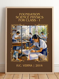 Foundation Science Physics for Class – framed print leaning on a wooden floor