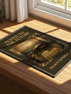 Notes to the future Classic Book Art Print by Nelson Mandela – print on a sunlit desk