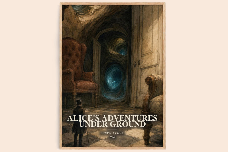 Alice'S Adventures Under Ground watercolour book poster by Lewis Carroll – framed literary art print