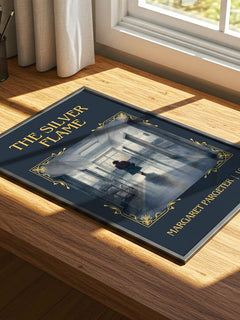 The silver flame Classic Book Art Print by Margaret Pargeter – print on a sunlit desk