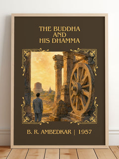 The Buddha and his Dhamma Classic Book Art Print by B. R. Ambedkar – framed print leaning on a wooden floor