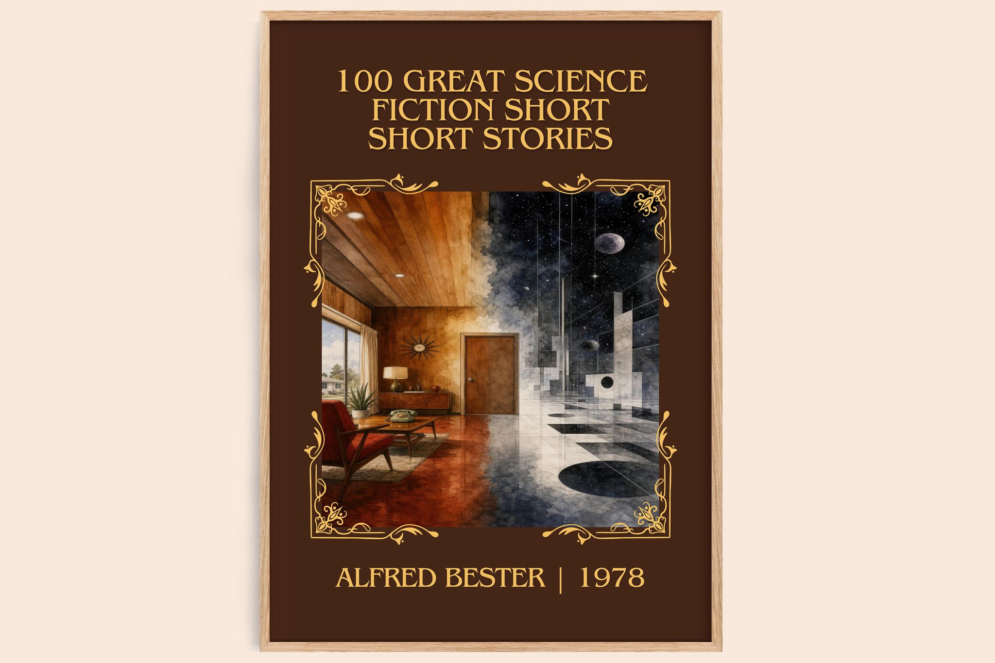 100 Great Science Fiction Short Short Stories Classic Book Art Print by Alfred Bester
