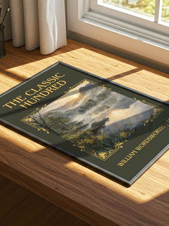 The Classic Hundred Classic Book Art Print by William Wordsworth – print on a sunlit desk