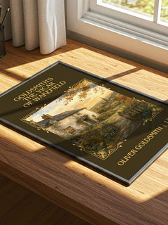 Goldsmith's The vicar of Wakefield Classic Book Art Print by Oliver Goldsmith – print on a sunlit desk