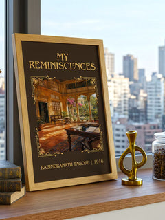 My Reminiscences Classic Book Art Print by Rabindranath Tagore – framed print on a city-view windowsill