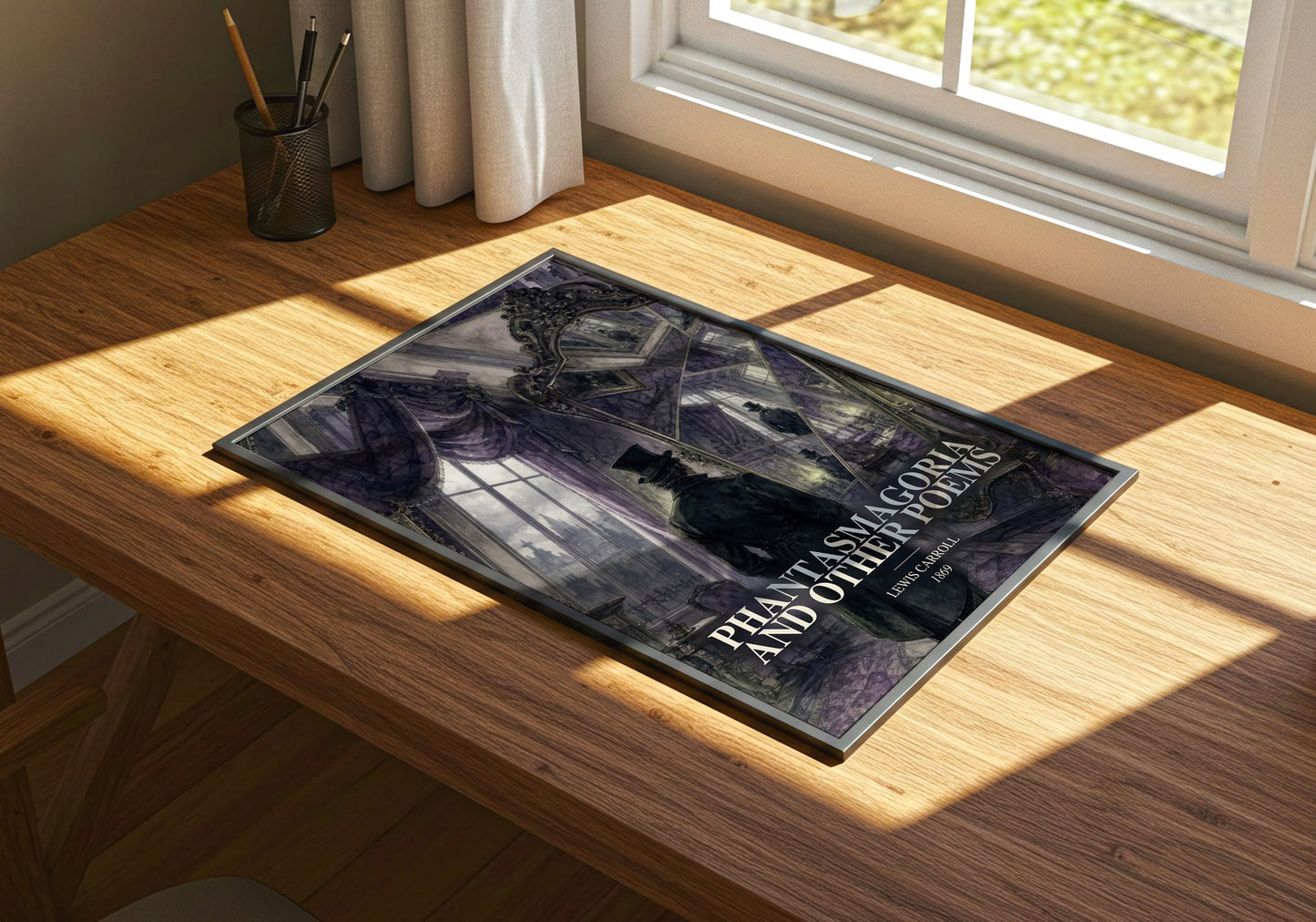 Phantasmagoria And Other Poems watercolour book poster framed on wall – poetry wall art