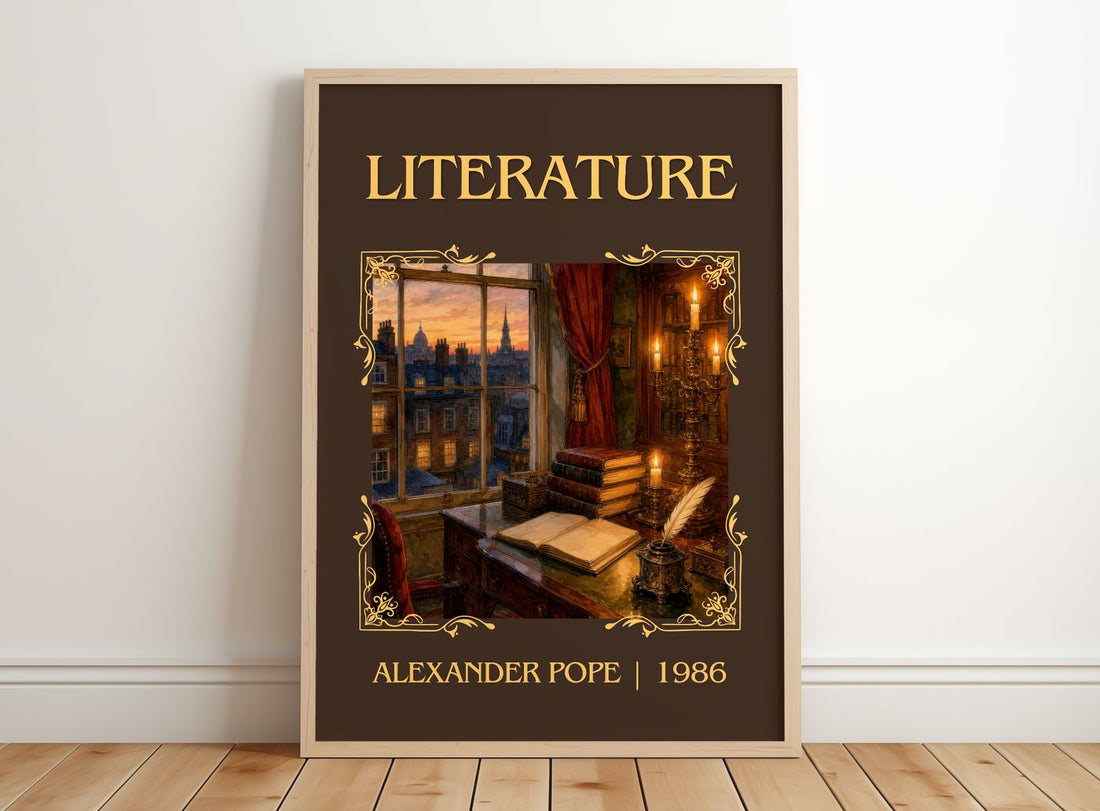 Literature Classic Book Art Print by Alexander Pope – framed print leaning on a wooden floor