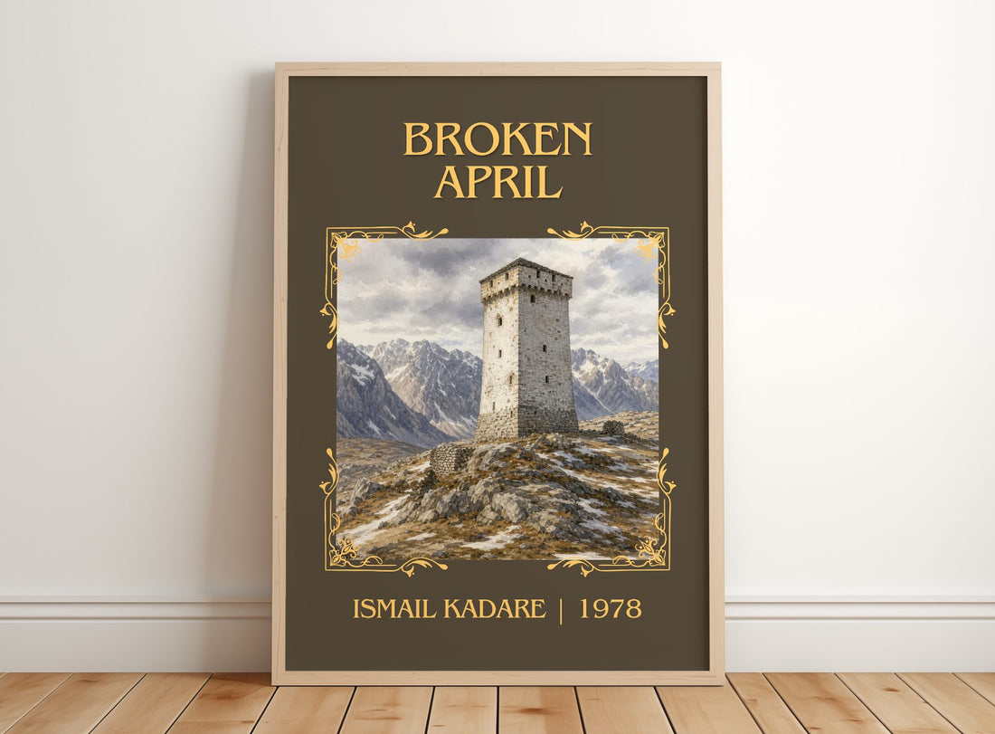 Broken April Classic Book Art Print by Ismail Kadare – framed print leaning on a wooden floor