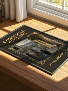 Chronicle in Stone Classic Book Art Print by Ismail Kadare – print on a sunlit desk