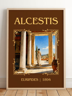 Alcestis Classic Book Art Print by Euripides – framed print leaning on a wooden floor