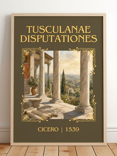 Tusculanae disputationes Classic Book Art Print by Cicero – framed print leaning on a wooden floor