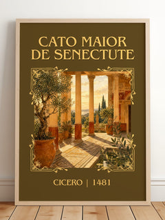 Cato maior de senectute Classic Book Art Print by Cicero – framed print leaning on a wooden floor