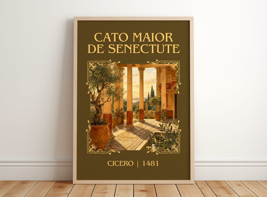 Cato maior de senectute Classic Book Art Print by Cicero – framed print leaning on a wooden floor