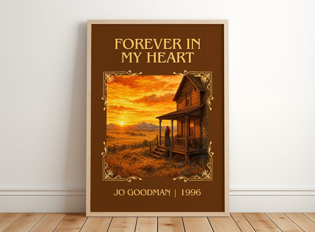Forever in my heart Classic Book Art Print by Jo Goodman – framed print leaning on a wooden floor