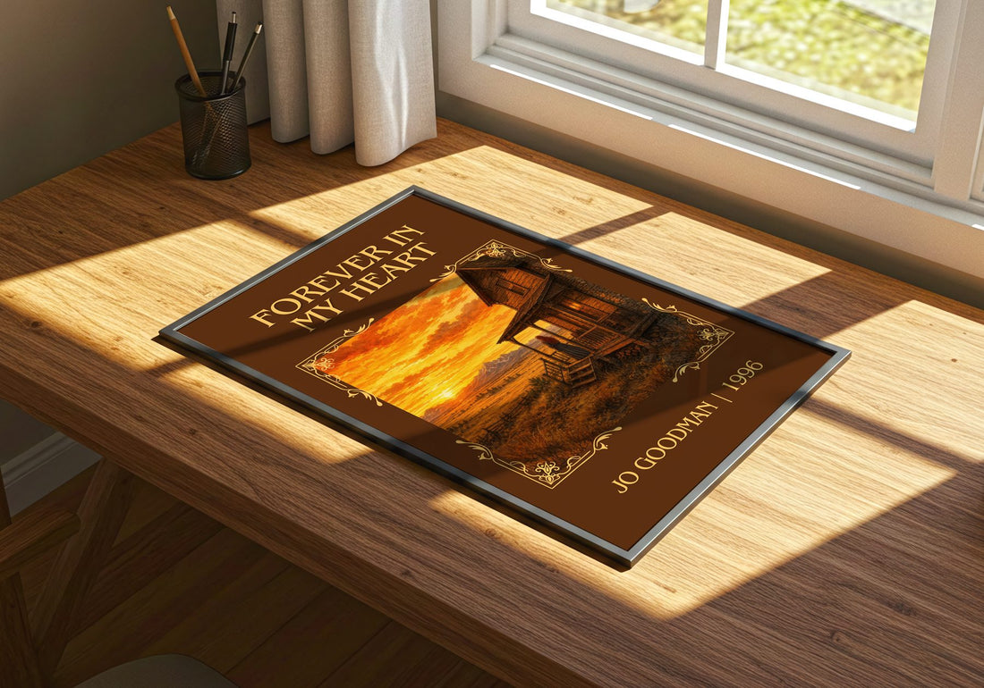 Forever in my heart Classic Book Art Print by Jo Goodman – print on a sunlit desk