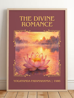 The divine romance Classic Book Art Print by Yogananda Paramahansa – framed print leaning on a wooden floor