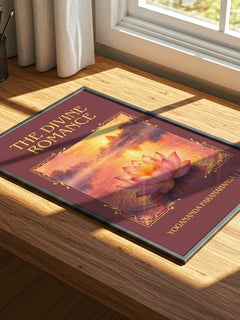 The divine romance Classic Book Art Print by Yogananda Paramahansa – print on a sunlit desk
