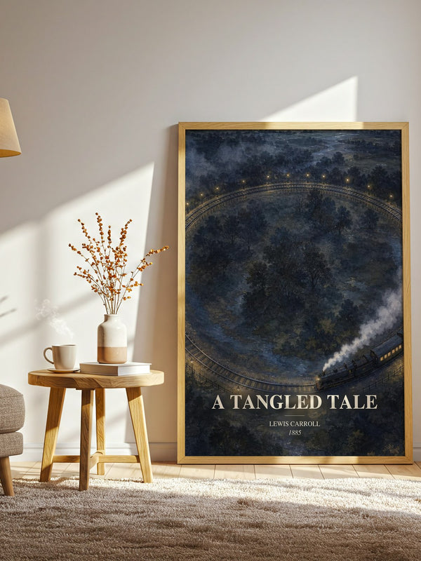A Tangled Tale watercolour print in frame leaning in hallway – childrens wall art