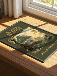 Moomin's little book of numbers Classic Book Art Print by Tove Jansson – print on a sunlit desk