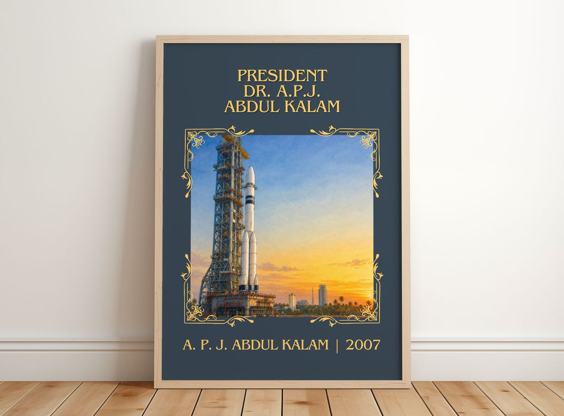 President Dr. A.P.J. Abdul Kalam Classic Book Art Print by A. Kalam – framed print leaning on a wooden floor