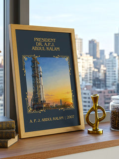 President Dr. A.P.J. Abdul Kalam Classic Book Art Print by A. Kalam – framed print on a city-view windowsill