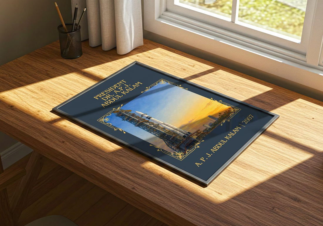 President Dr. A.P.J. Abdul Kalam Classic Book Art Print by A. Kalam – print on a sunlit desk