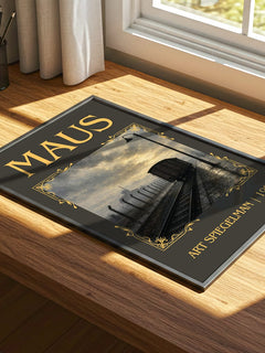 Maus Classic Book Art Print by Art Spiegelman – print on a sunlit desk