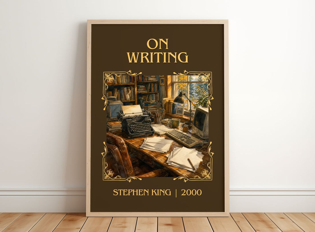 On Writing Classic Book Art Print by Stephen King – framed print leaning on a wooden floor