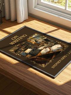 On Writing Classic Book Art Print by Stephen King – print on a sunlit desk