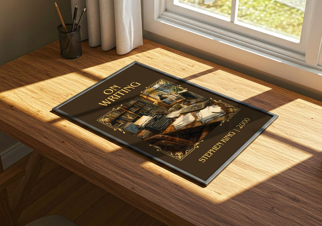 On Writing Classic Book Art Print by Stephen King – print on a sunlit desk