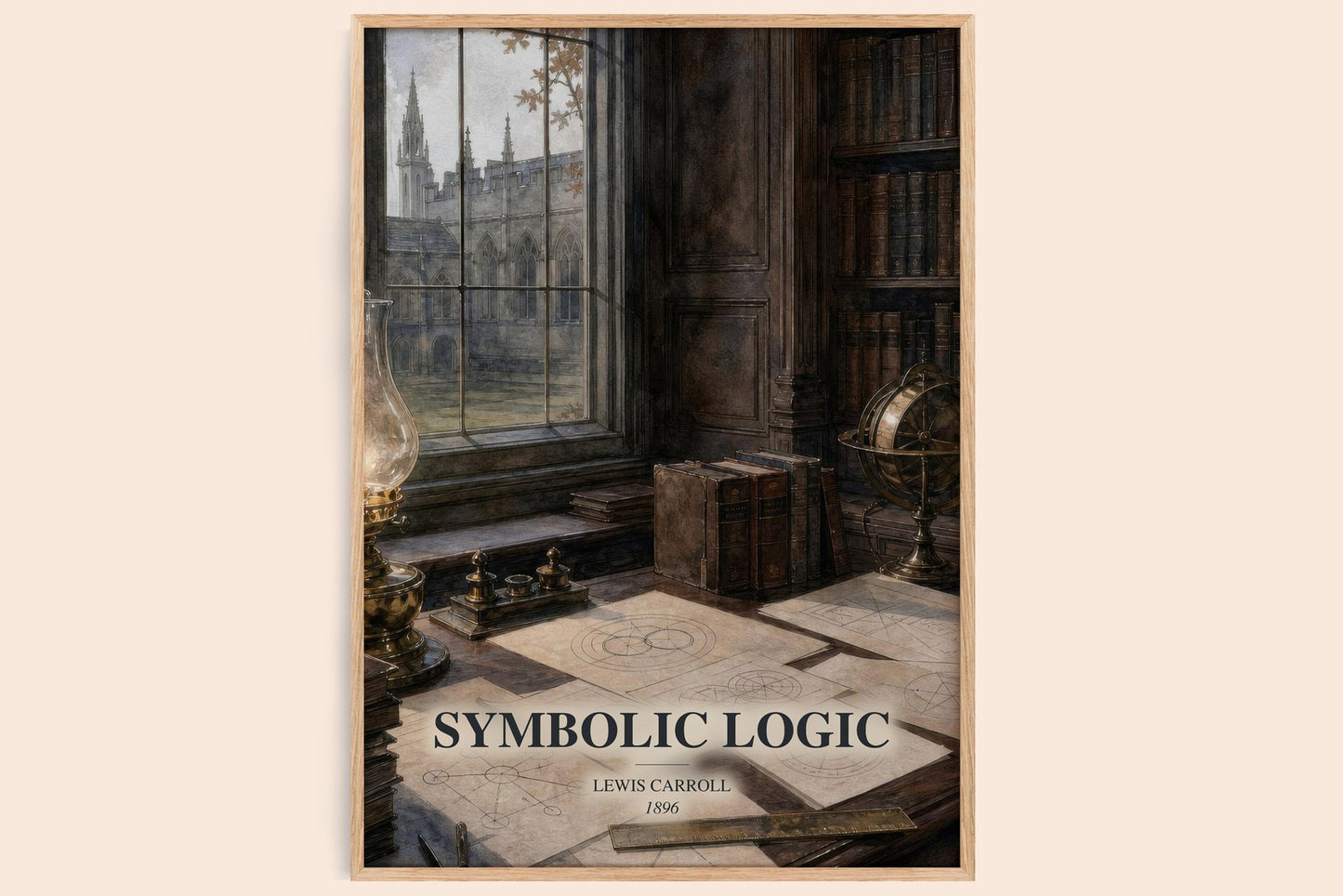 Symbolic Logic watercolour book poster by Lewis Carroll – framed literary art print