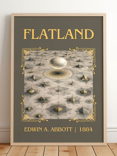 Flatland Classic Book Art Print by Edwin A. Abbott – framed print leaning on a wooden floor